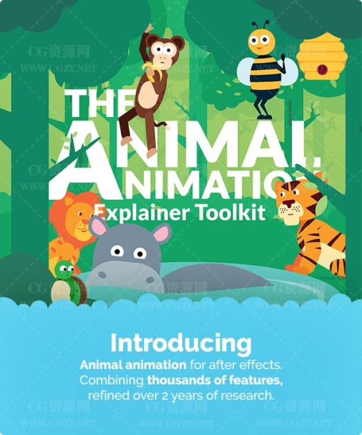 AE模板|卡通MG动物动画角色绑定动作预设工具包V2-Animal Character Animation Explainer Toolkit