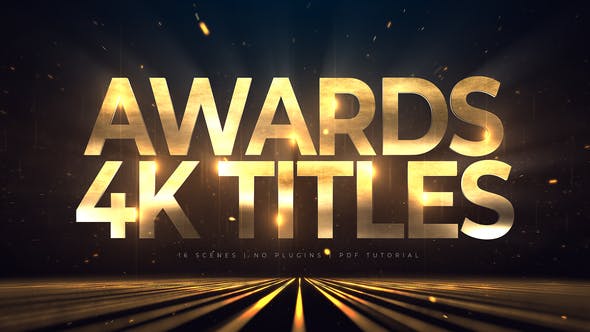 AE模板|金色粒子文字标题颁奖典礼开场片头-Awards 4K Titles Lines