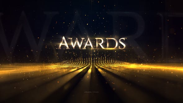 AE模板|金色粒子线条文字标题活动颁奖开场片头-Awards Titles