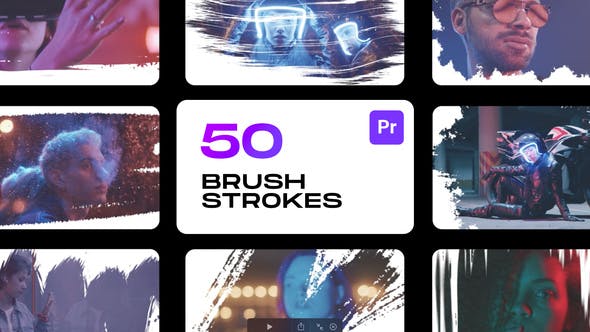 PR脚本|50种精美笔刷画笔涂抹擦除蒙板转场预设动画-Brushstrokes for Premiere Pro