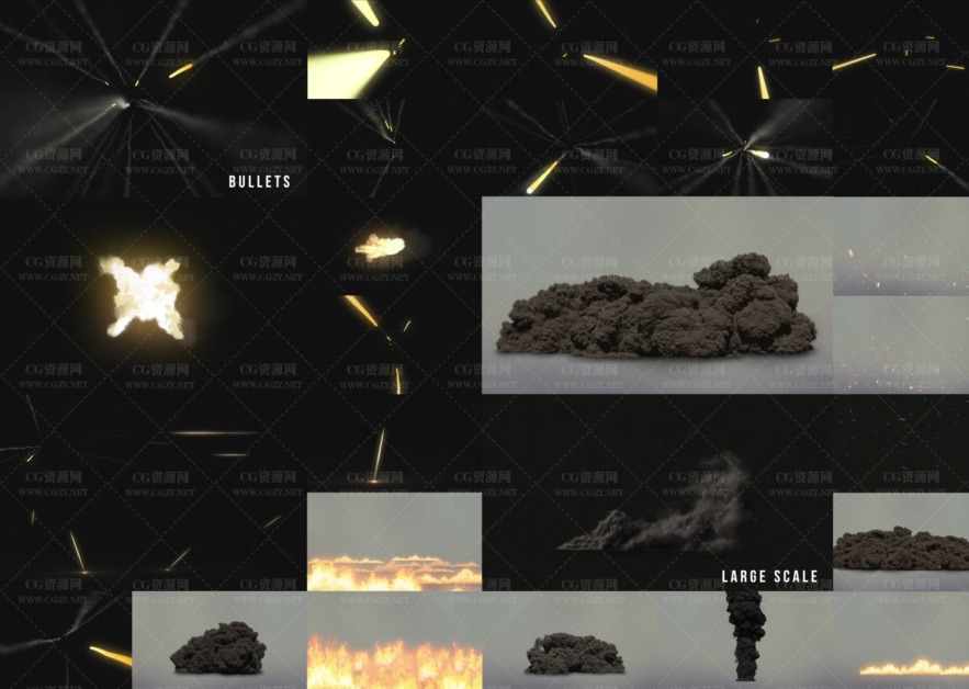视频素材|184个爆炸火焰地面坍塌烟雾子弹穿梭流星电流闪电特效视频素材-Blockbuster Starter Pack