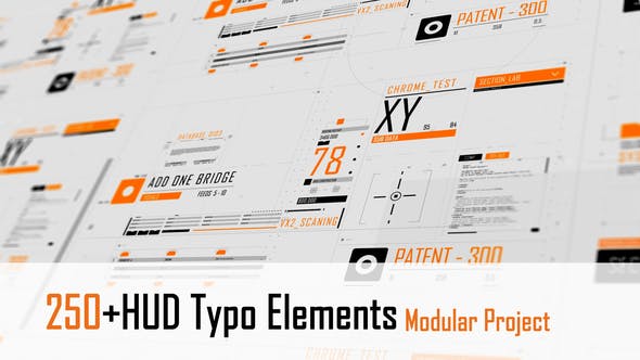 AE模板|250个未来科技UI界面元素文字标题动画模板-HUD Typography