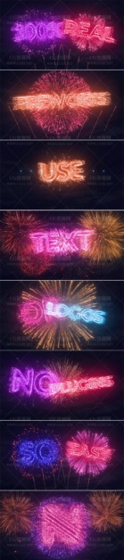 AE模板|21种文字烟花新年烟花倒计时片头模板-Text & Logo Fireworks