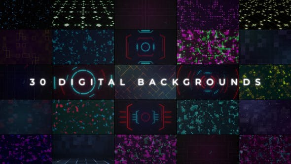 AE模板|30个未来科技背景动画素材模板-Digital Backgrounds