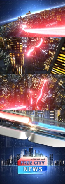 AE模板|粒子发光线条穿梭城市高楼效果新闻开场片头模板-City News
