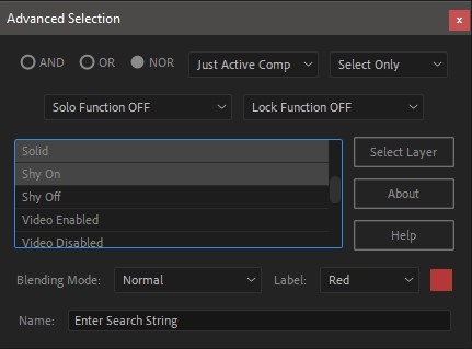 AE脚本|Advanced Selection v1.5-条件过滤图层选择脚本