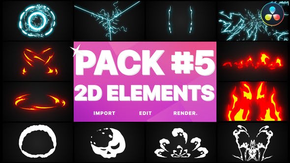达芬奇模板|MG卡通动漫动画图形视频元素包-Elements Pack 05