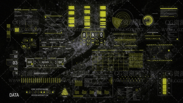 AE模板|250个未来科技HUD可视化信息数据UI界面动画元素- HUD and UI Data Pack