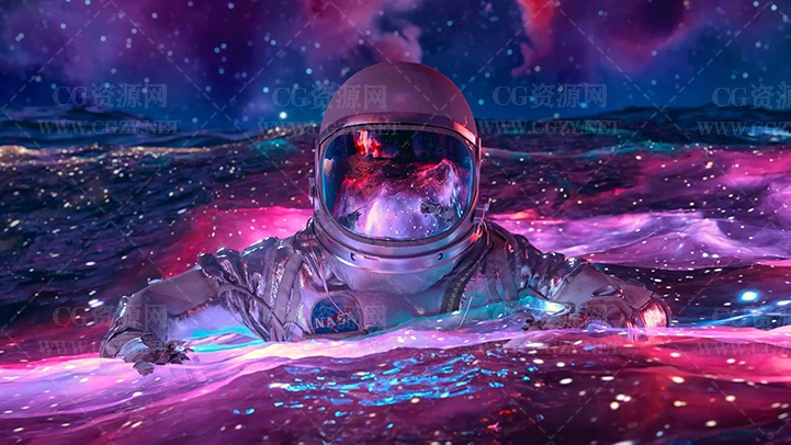 C4D教程|宇航员动画Floating In Space壁纸制作教程- Astronaut Animation Motion Graphics & Rendering in Cinema 4D & Redshift