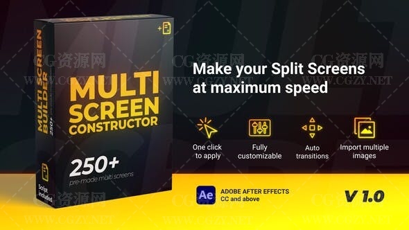 AE模板|250种视频分屏效果生成器-Multi Screen Constructor