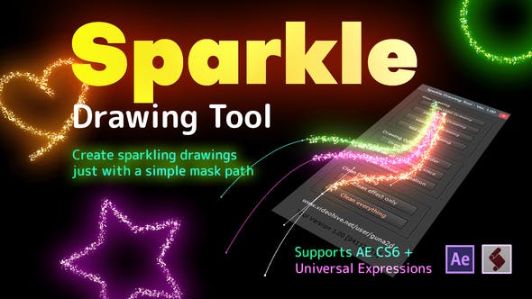 Ae脚本|自定义路径火花闪光绘图工具-Sparkle Drawing Tool