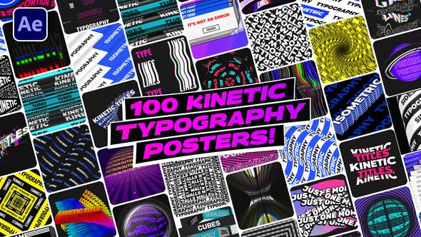 AE模板|100种动态文字循环创意海报排版宣传模板-100 Kinetic Typography Posters