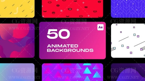 AE脚本|50种彩色渐变图形背景动画-Animated Backgrounds