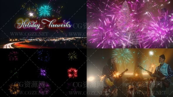 FCPX插件|9个新年节日烟花爆炸特效动画-Holiday Fireworks Pack
