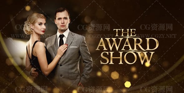 AE模板|金色粒子背景颁奖典礼活动晚会开场片头模板-Awards Show