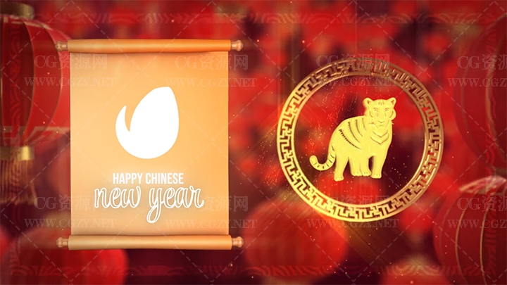 AE/PR模板|2022新年LOGO标志展示红灯笼动画模板-Chinese New Year Logo Reveal