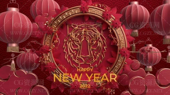 AE模板|2022中国春节Logo展示动画模板-Chinese New Years Eve Elegant Logo Reveal