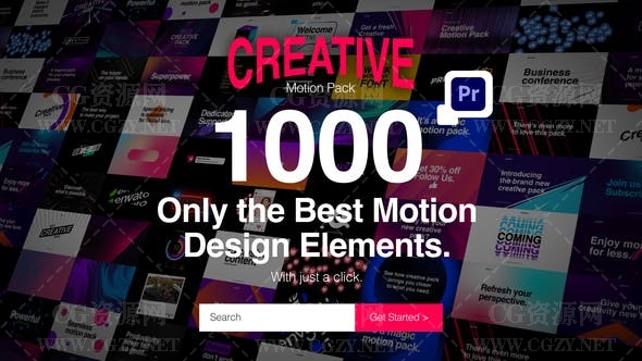 PR脚本|1000款创意设计彩色渐变图形背景文字标题排版动画预设-Creative Motion Pack