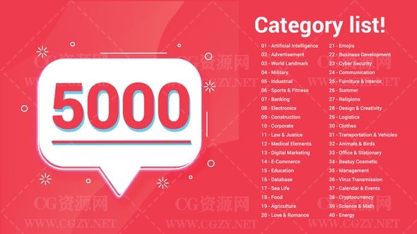 5000 Icons Pack,图标动画模板