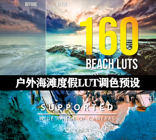 调色预设|160种户外VLOG海滩度假LUT调色预设-160 Beach LUTs Color Grading-CG资源网
