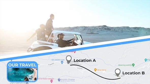 FCPX插件|旅游路线侧边地图定点路径连线展示动画-Travel Map Sidebars