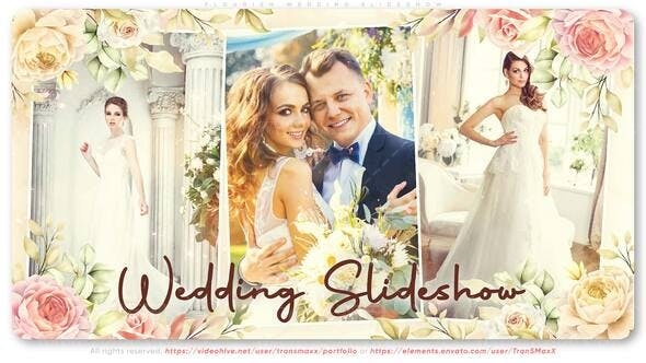AE模板|浪漫婚礼幻灯片开场模板-Flourish Wedding Slideshow