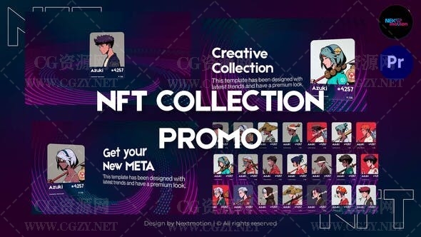 PR模板|虚拟NFT卡通动画展示模板下载 NFT Collection Promo | MOGRT