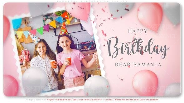 AE模板|庆祝孩子生日周年纪念幻灯片模板 Samantha Birthday Slideshow