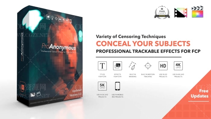 FCPX插件|ProAnonymous 2.0 画面自动跟踪马赛克效果