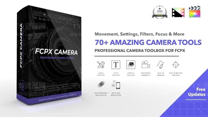 FCPX插件|专业3D相机抖动对焦滤镜运动模糊效果工具 FCPX Camera
