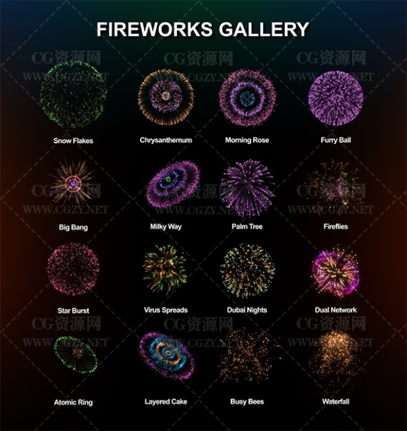 AE模板|28种唯美节日烟花特效动画模板 FESTIVE – Fireworks Pack