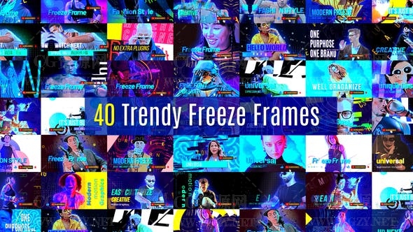 AE模板|40种时尚人物冻结帧定格画面展示动画 Trendy Freeze Frame