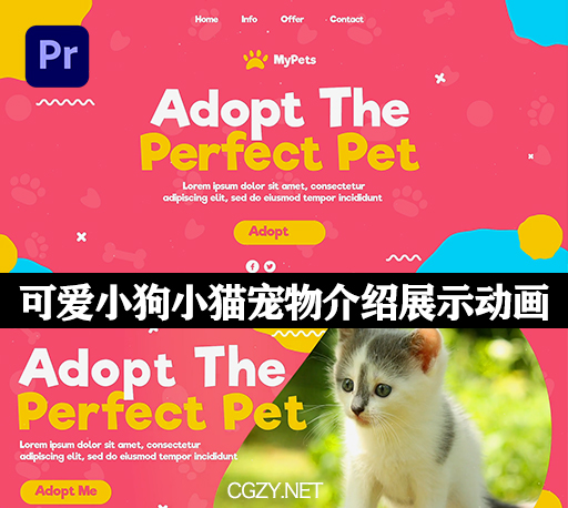 PR模板|可爱小狗小猫宠物介绍展示动画 Adopt Me Pets Promo-CG资源网