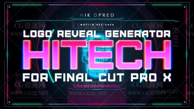 FCPX插件|未来科技Logo标志展示片头模板 支持M1 HiTech Logo Reveal Generator