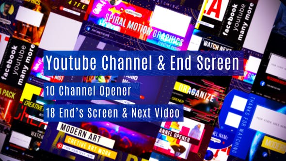 AE模板|创意油管视频开场片头及画面结尾动画 Youtube Channel & End Screen
