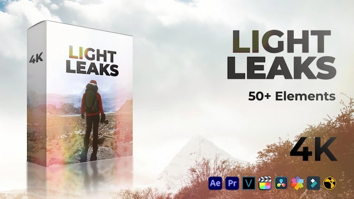 4K视频素材|62个真实镜头漏光炫光动画效果叠加素材 AEJuice Light Leaks