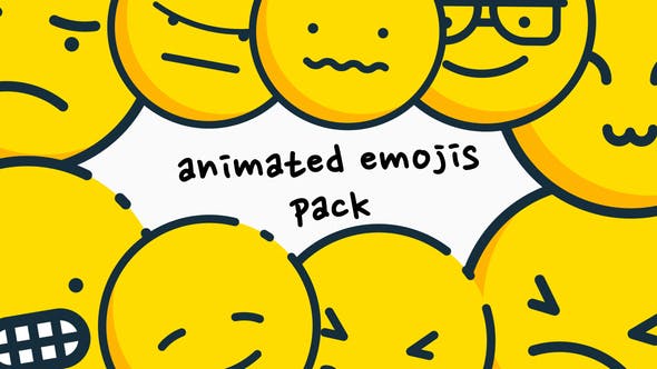 AE模板|49个有趣手绘Emoji动画表情包模板 Animated Emojis Pack