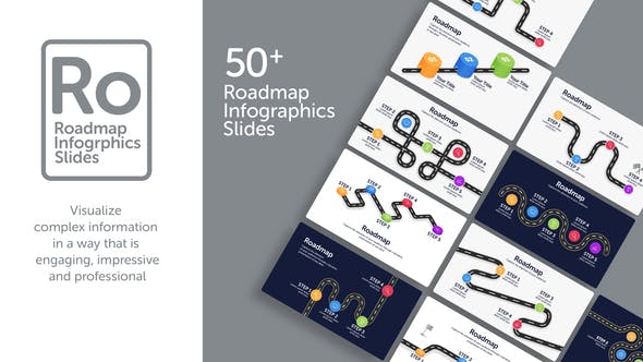 AE模板|可视化路线信息图展示动画 Roadmap Infographic Slides
