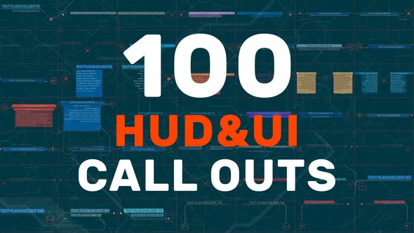 PR模板|100种科技感HUD线条呼出标题动画元素 HUD UI Call Outs