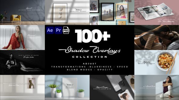 AE/PR模板|100种建筑植物阴影叠加层效果动画 Realistic Shadow Overlays Collection