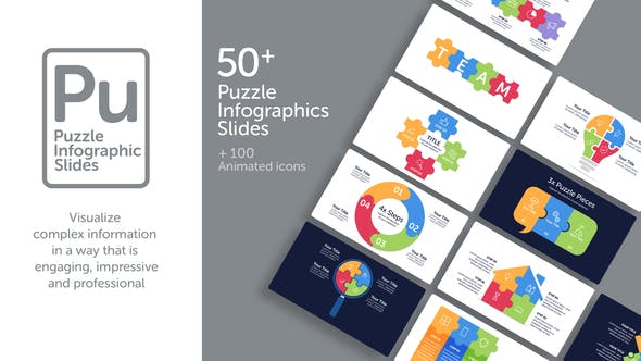 AE模板|公司信息图表创意拼图幻灯片展示 Puzzle Infographic Slides