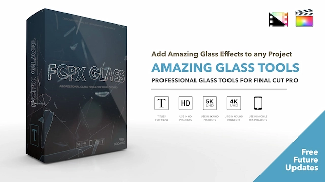 FCPX插件|100多种专业透明玻璃质感元素效果工具 FCPX Glass