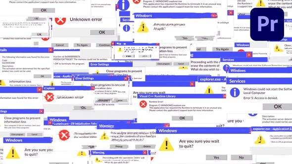 PR模板|Windows系统故障错误LOGO展示 Glitch Old System Error Logo