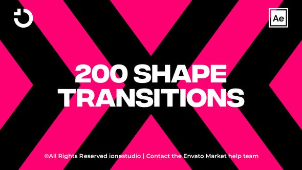 AE模板|200种创意图形遮罩动画剪切转场素材 Shape Transitions