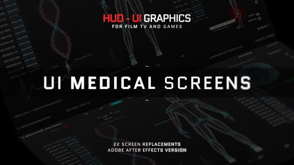 AE模板|科技感医疗人体HUD屏幕UI界面元素  HUD – UI Medical Screens