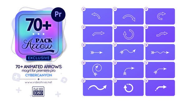 PR模板|70多种平面手绘箭头图形动画 Arrow Pack Mogrt