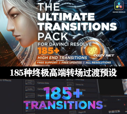 达芬奇模板|185种终极高端转场过渡预设 The Ultimate Transitions Pack-CG资源网