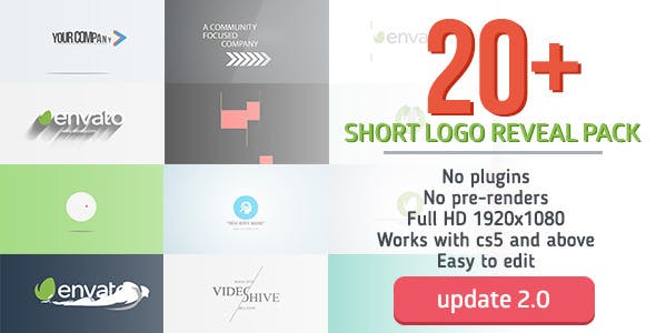 AE模板|20个创意简洁LOGO片头片尾动画 Short Logo Reveal Pack