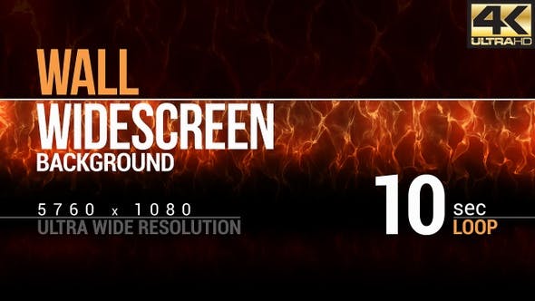 4K视频素材|火焰循环动画宽屏背景墙素材 Flame Wall Widescreen Background 4K