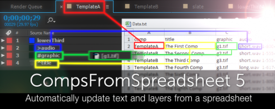 AE脚本|CompsFromSpreadsheet 5.1.9 以电子表格创建合成图层+使用教程